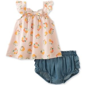 Voile Orangerie Top w/ Chambray Ruffle Bloomers